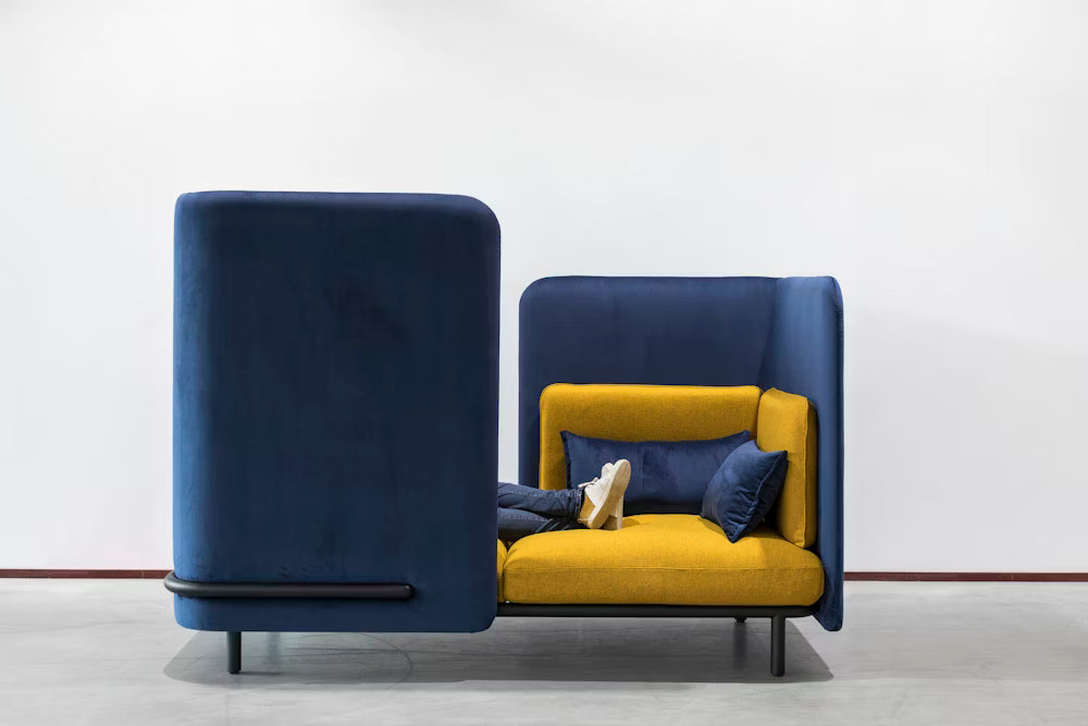 3-Seater Office Sofa: Compact Privacy Sofa with High-Back Workspace Divider Sofa with Integrated Privacy Walls.