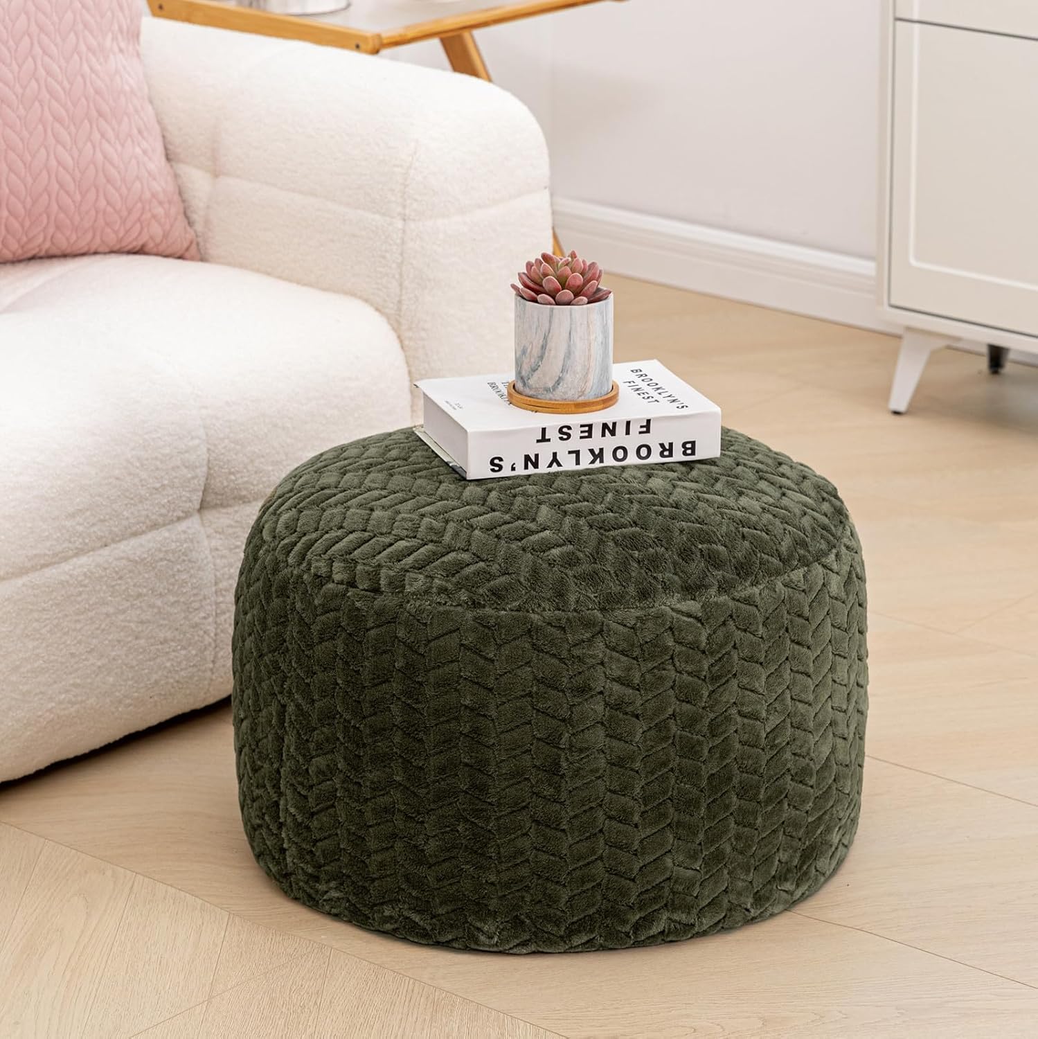 Ottoman For Home Furniture Upholstery Velvet, Foot Rest Modern And Durable Design Comfortable Seating with Storage for Living Room - Dark Green