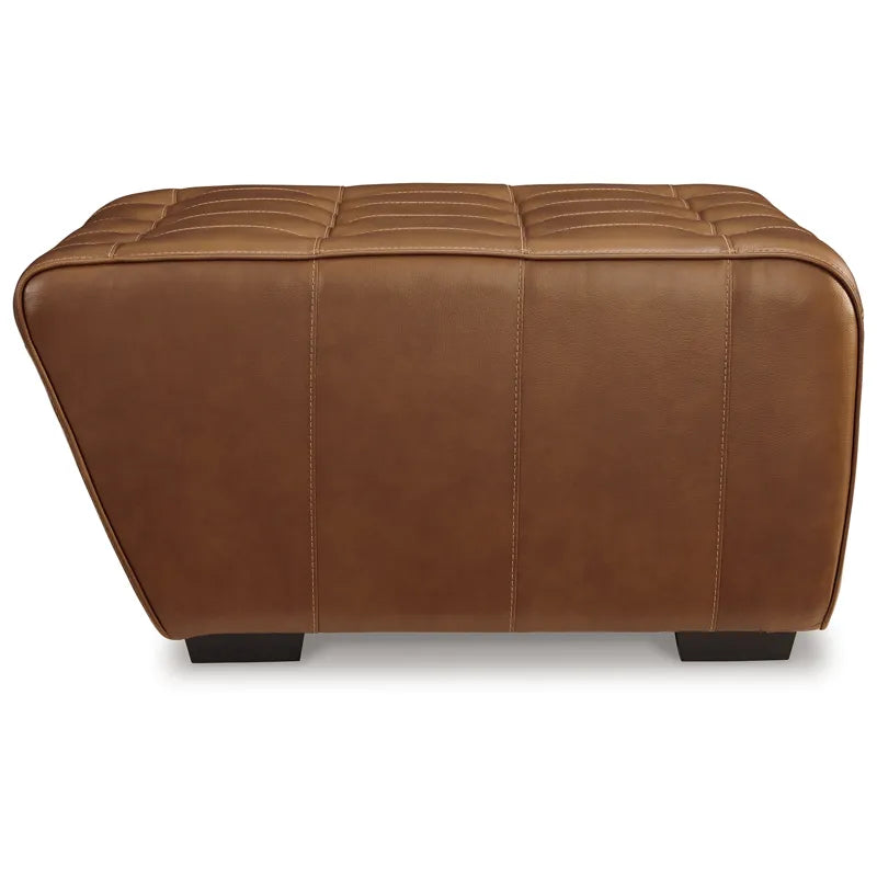 Ottoman – Leather Upholstery, Tufted Design on Solid Wood Frame, Ideal as Seat, or Stylish