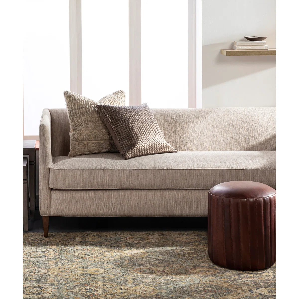 Pouf For Home Furniture Upholstery Pu Leatherette Comfortable Seating Modern And Durable Design Multi-Functional for Living Room -Brown