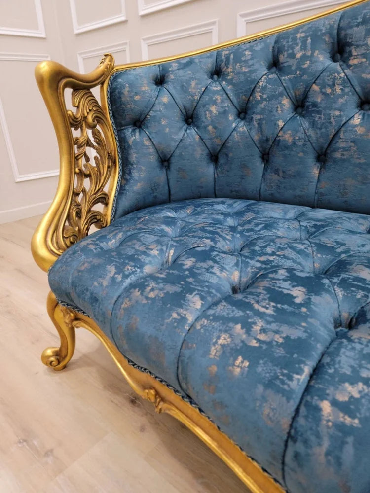 3-Seater Sofa with Carving Design, Plush Velvet Fabric, Superior Comfort, and refined Silhouette, Exceptional Comfort, and Built to Last with Durable Craftsmanship.