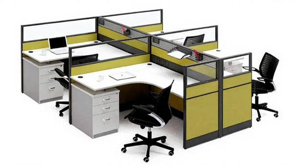 Luxury Modern & Efficient Cubicle Workstations and Design Layout 4 Persons Partition Office Desk