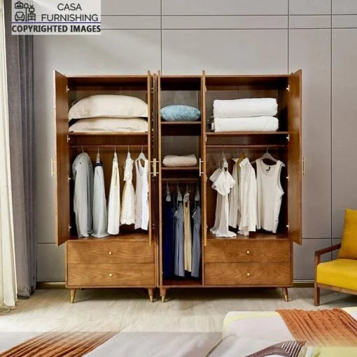 Wardrobe for Bedroom Use – Solid Sheesham Wood Customizable Polish & Space-Efficient Design