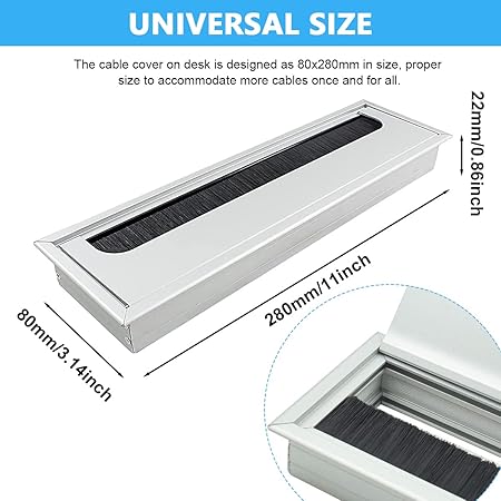 Desk Hole Cap Square Desk Hole Cover Cable Management Aluminum Office Desk Cable Hole Cap Retrofit