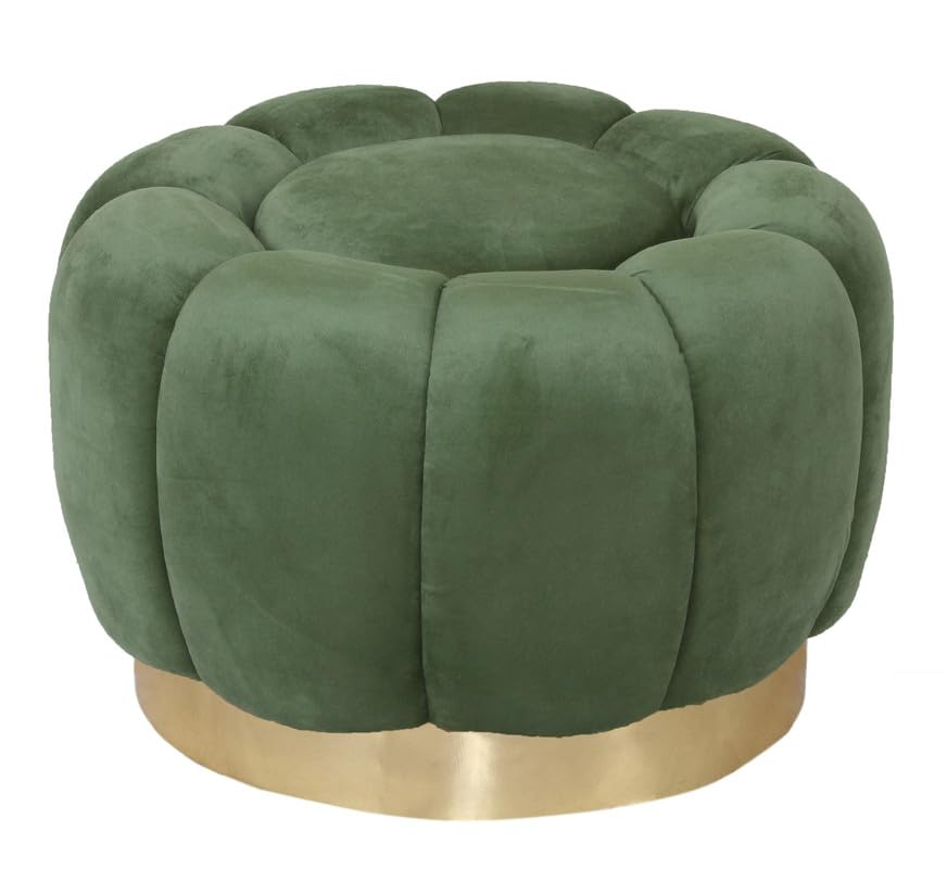 Pouffes Sitting Stool for Living Room, Make up Table Wooden Ottoman Stools, Footstool, Decoration & Dressing Table - Light Green