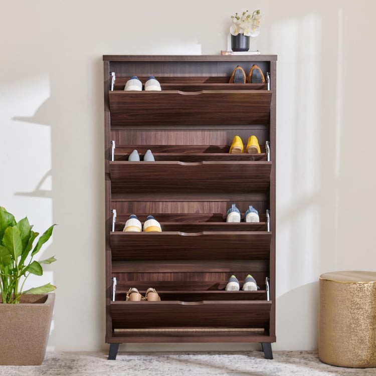 Wooden Shoes Storage Cabinet with Wooden Shelves, Contemporary Finish and Sturdy Build