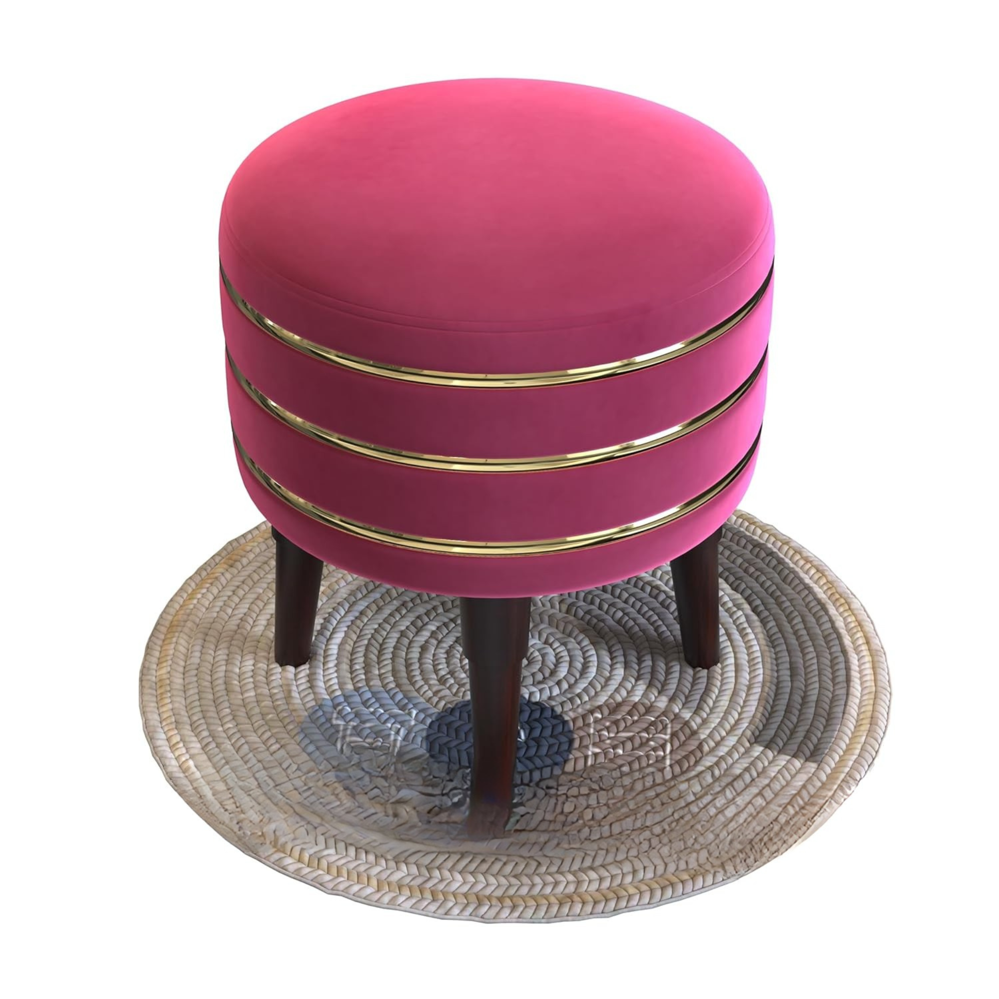 Ottoman Plouffe's Sofa Side Stool Small Footrest Stool Makeup Chair Upholstered Velvet Modern Vanity for Bedroom and Girls Room Living Room -Pink