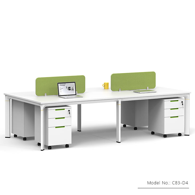 Modern 4-Person Office Workstation Desk with Durable Metal Frame | Contemporary Office Furniture