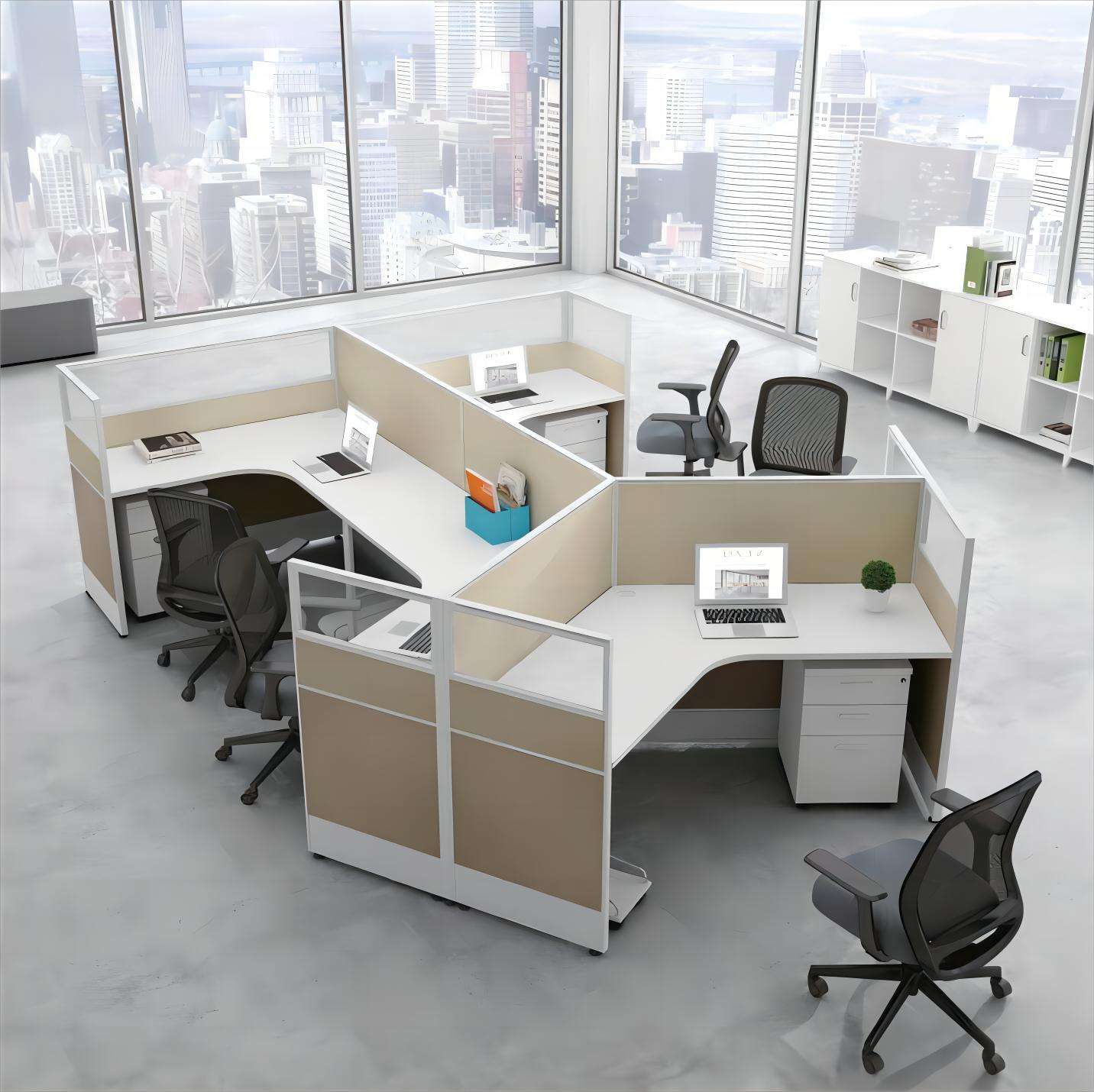 Exclusive Modern Design Office 5 Seats Cubicle Convertible Round Staff Workstations Screen Partition Desk Sets