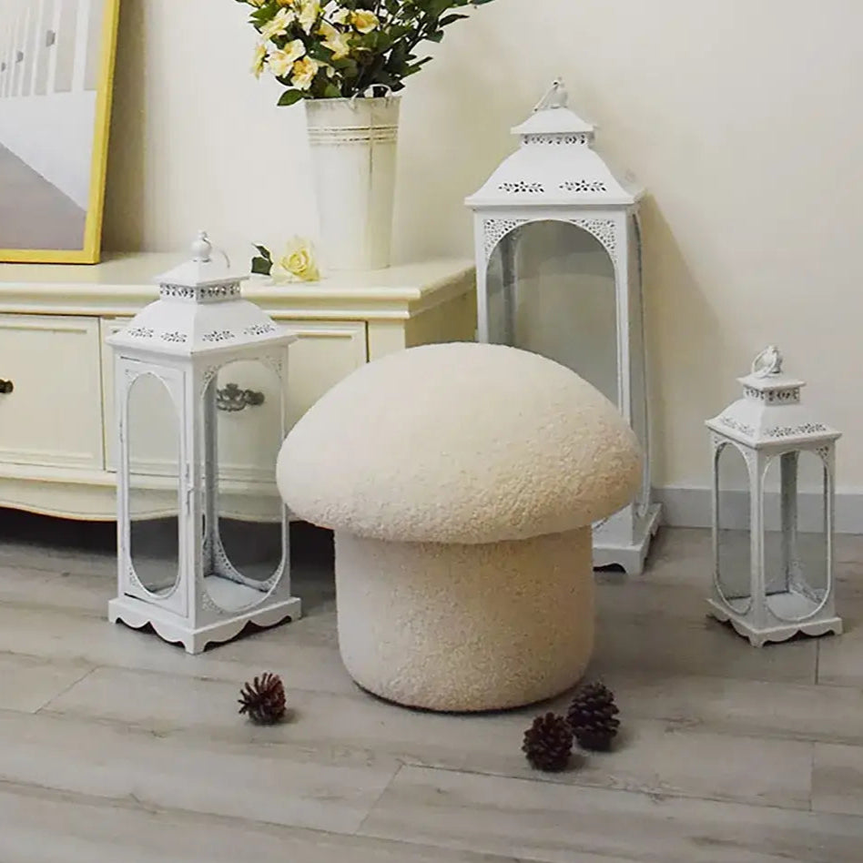 Ottoman Mushroom Stool – Upholstery Wood Frame with Foam Padding, Lightweight and Portable, for Living Room or Bedroom.