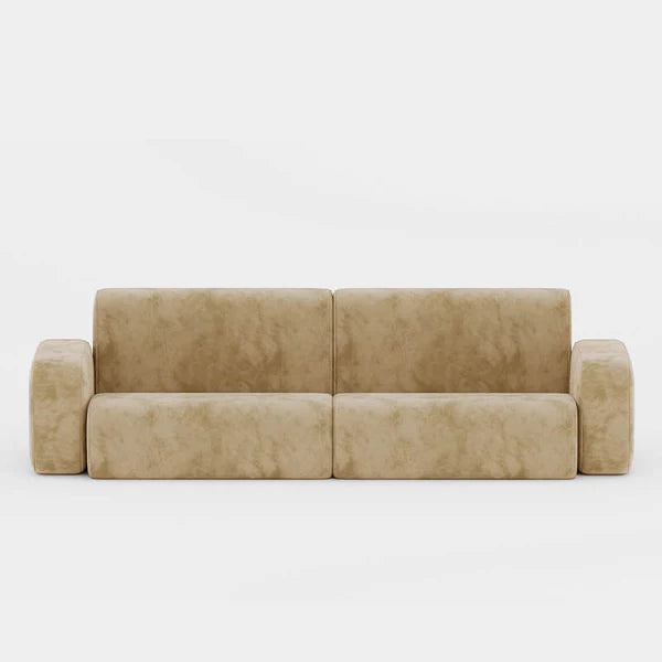 3 Seater Sofa For Home Furniture Upholstered velvet, Comfortable & Soft Luxury Couch for Living Room & Hall - Light Brown