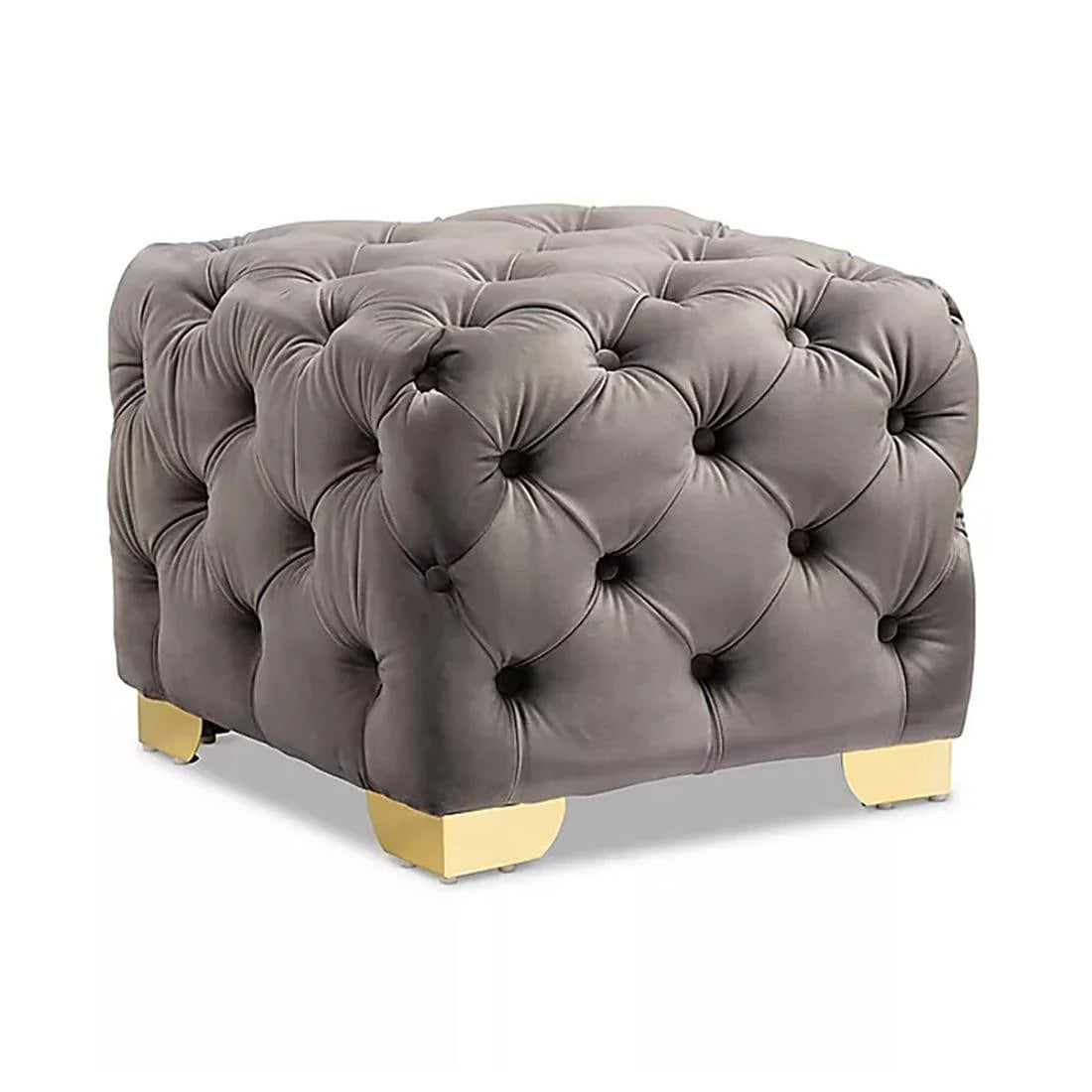 Ottoman Modern Square shape Upholstery Velvet Foot Rest Stool, Pouf for Office Home Décor for living Room, Bedroom, Office - Grey