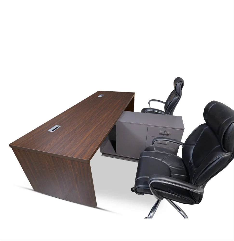 Partner Table with Dual Seating, Side Storage Units, Premium Wood Finish & Contemporary Design