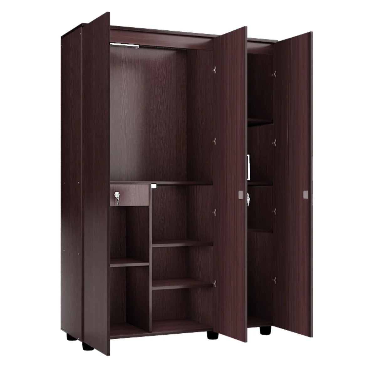 Wardrobe for Modern Bedrooms – Three‑Door Luxury Closet with Center Partition, Spacious Hanging & Sleek Design