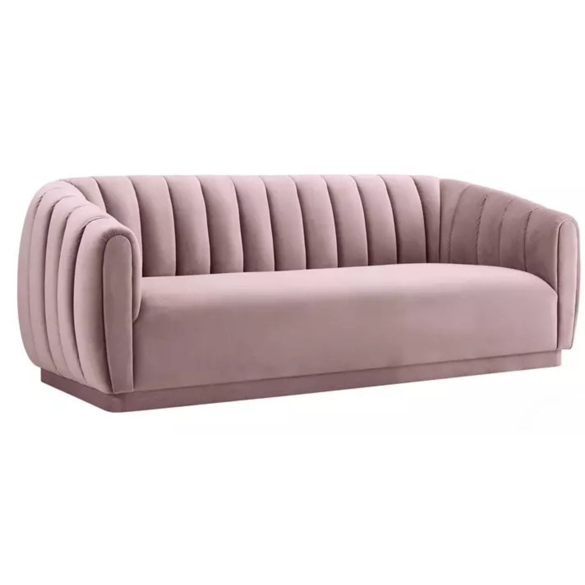 3 Seater & Sofa For Home Furniture, Upholstery Velvet Premium and Durable Design For Living Room and Office- Light Pink