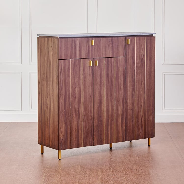 Wooden Storage Cabinet with Wooden Shelves, Contemporary Finish and Sturdy Build