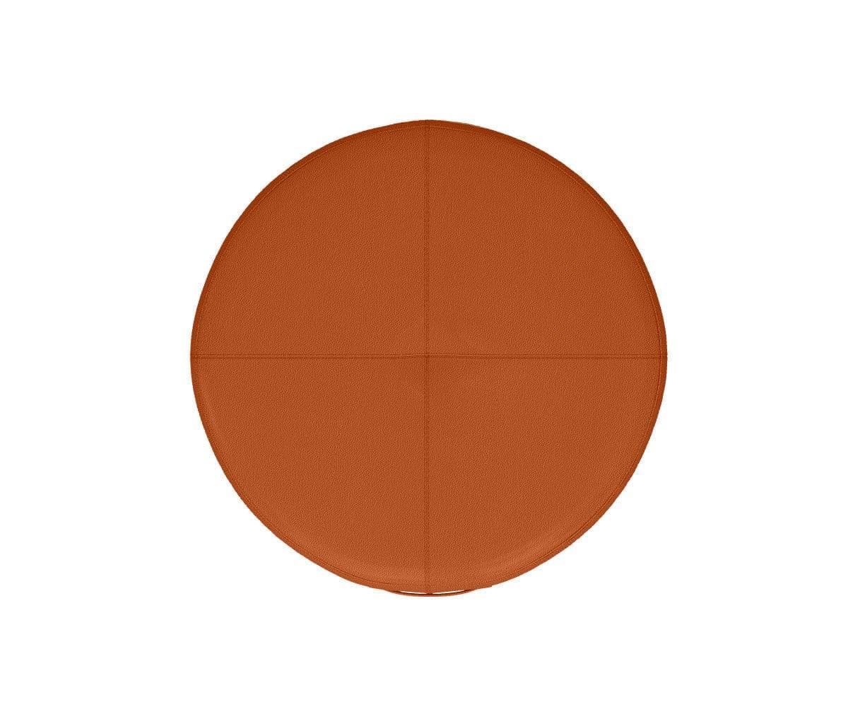 Round Ottoman For Home Furniture Upholstery Pu Leatherette, Comfortable Seating Multi-Functional for Living Room - Brown