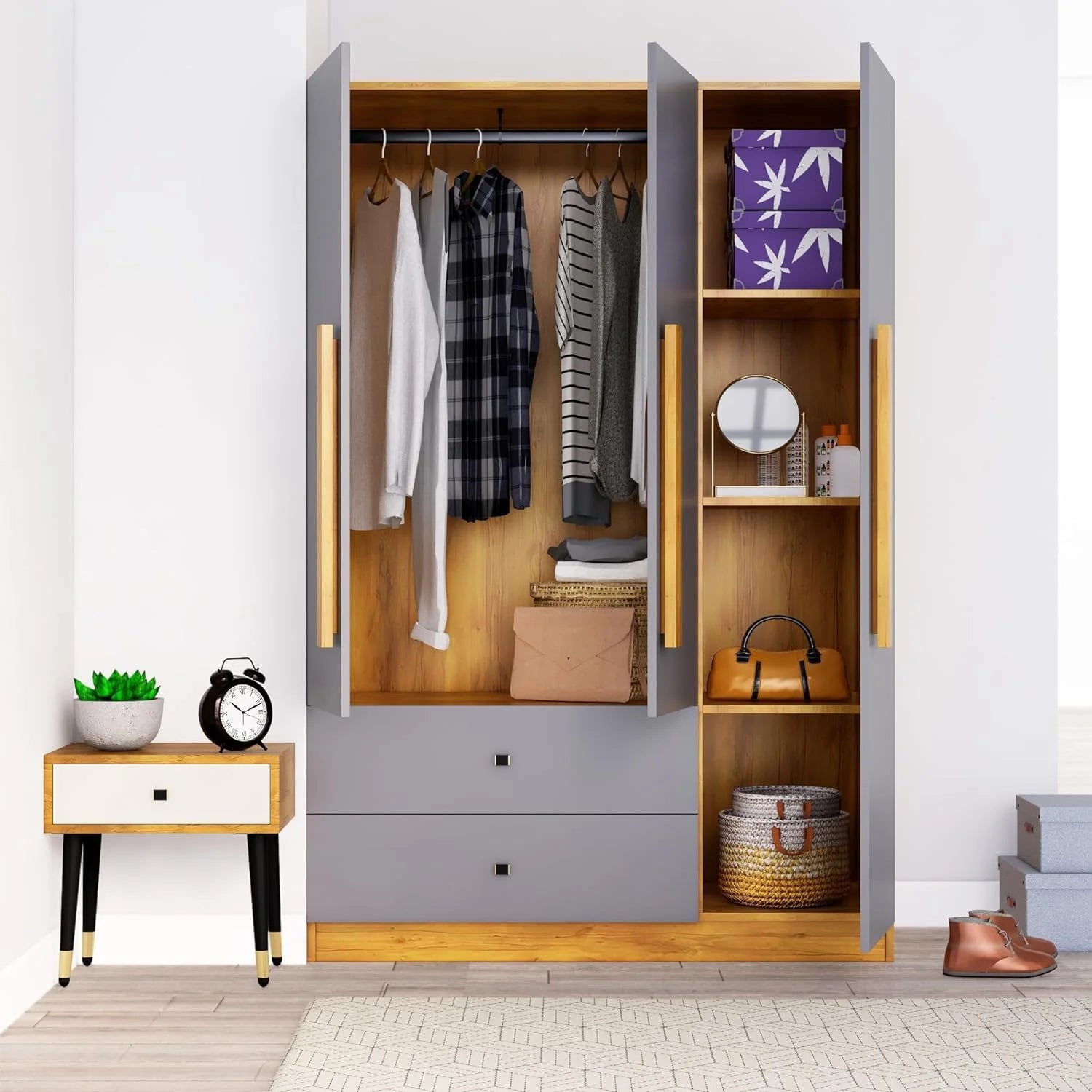 Wardrobe for Compact Bedroom Premium Design-Wardrobe with Premium Finish.