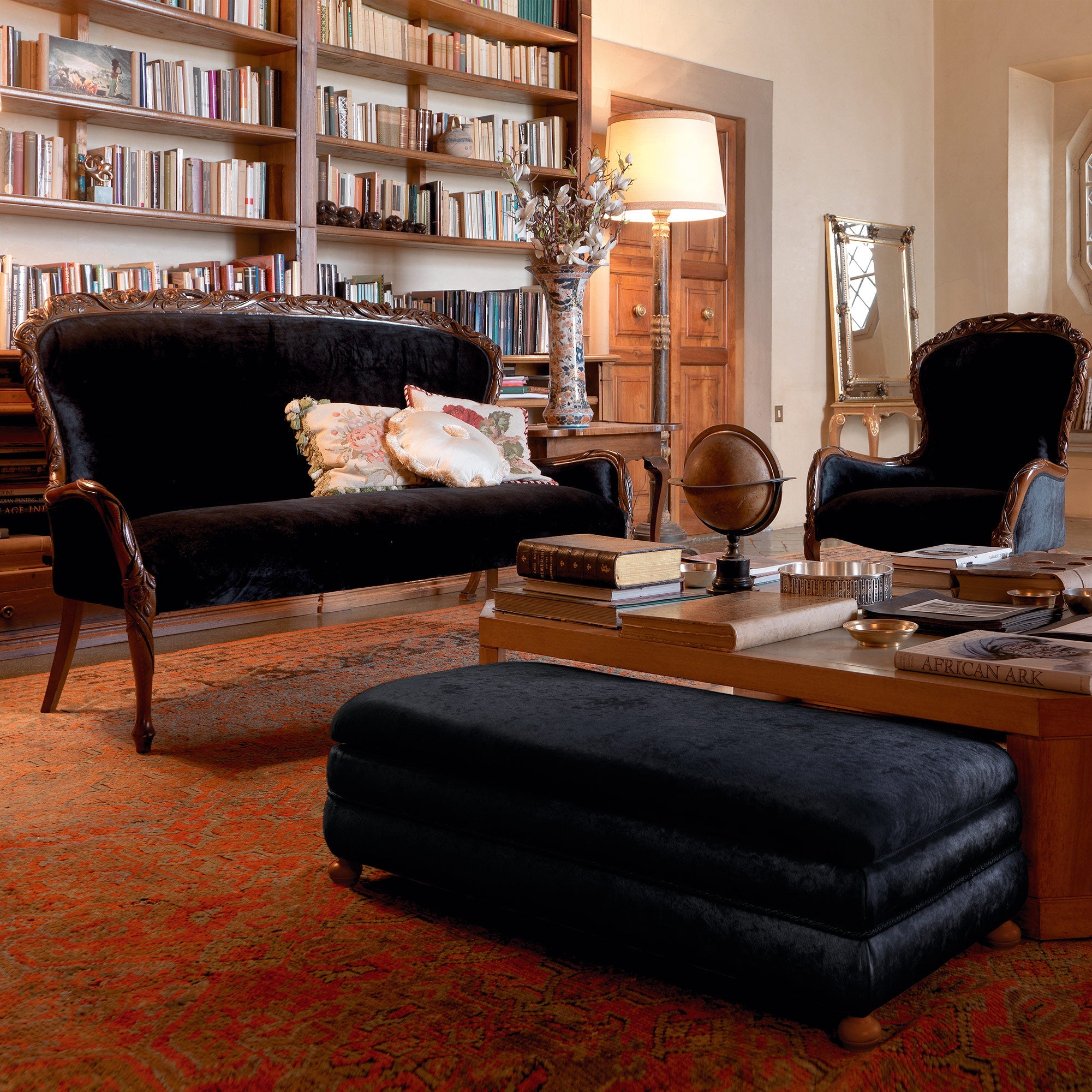 Luxury 3-Seater Carving Sofa for Home Living, Soft Velvet Upholstery and a Superior Comfort and Premium Design