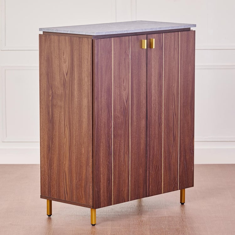 Wooden Shoes Storage Cabinet with Wooden Shelves, Soft-Close Hinges and Modern Style