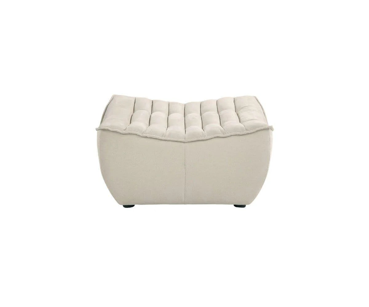 Ottoman For Home Furniture Upholstery Pu Leatherette, Comfortable Seating & Multi-Functional for Living Room - Off White