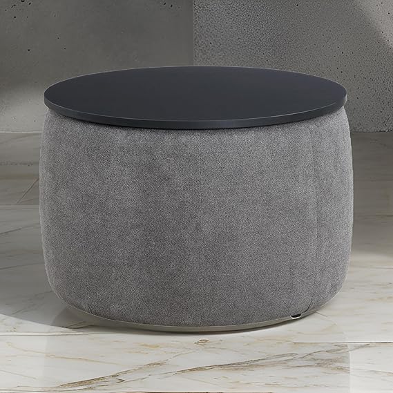 Ottoman For Home Furniture Modern & Durable Design With Storage Upholstery Suede Foot Rest for Office for living Room - Dark Grey