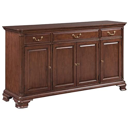Cabinet with 3 Drawers and 4 Doors, Hand-Carved Embossed Finish, Elegant Multipurpose Storage for Kitchen, Living Room or Home Office.
