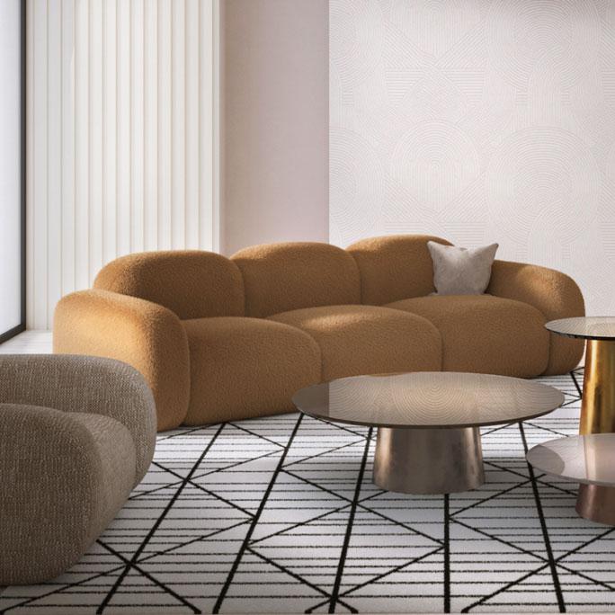 Modern 3 Seater Sofa for Home – Upholstered in Fine Velvet Fabric with Top-Grade Wood for a Premium and Durable Seating Option