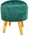Pouffes Sitting Stool for Living Room, Make up Table Wooden Ottoman Stools, Footstool, Decoration & Dressing Table - See Green