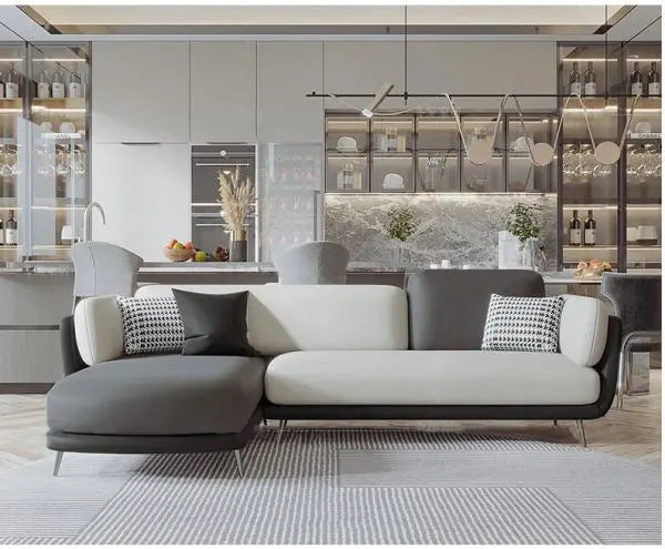 L-Seater Sofa for Home Use with Suede Upholstery, High-Quality Fabric, and Solid Premium Wood – A Perfect Blend of Comfort and Modern Design.