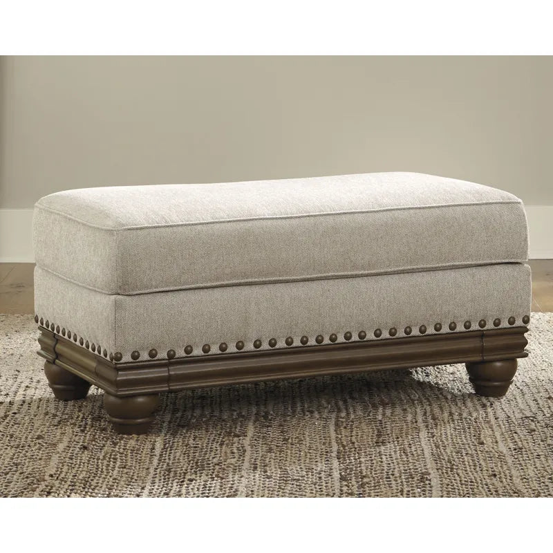 Rectangular Ottoman in Premium Fabric – Soft Polyester, Plush Foam Seat for Living Room