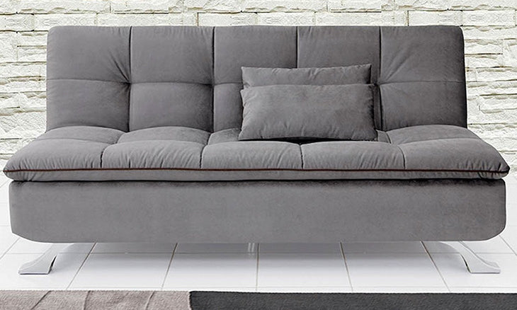 Sofa Cum Bed For Home Furniture, Upholstery Velvet Premium and Durable Design For Living Room and Office- Grey