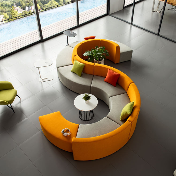 Curved and Modular Office Sofa with Urban Designs and Configurable Modular Sofa for Workspaces