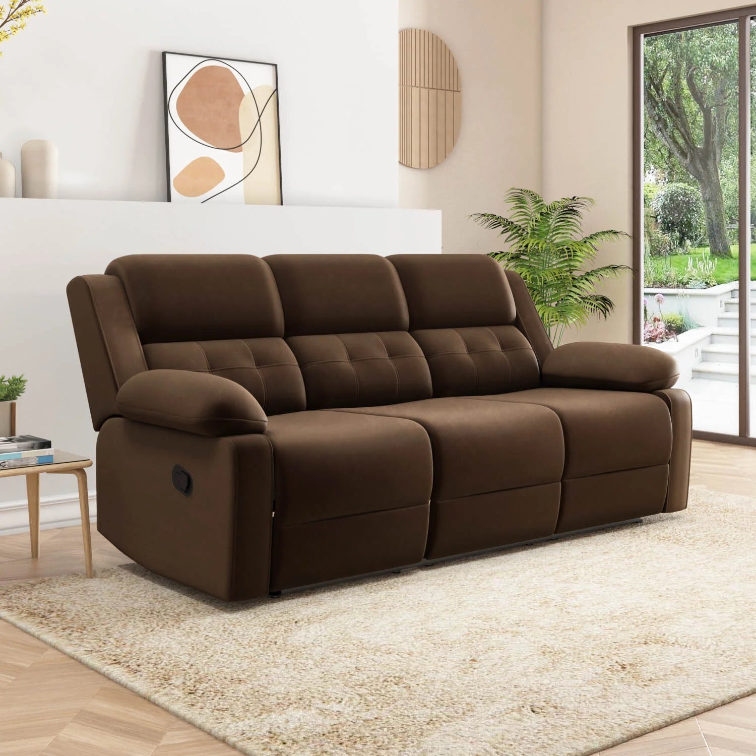 Contemporary 3-Seater Recliner Sofa with PU Leatherette Upholstery, Soft Cushioning, Smooth Recline, and Back Support