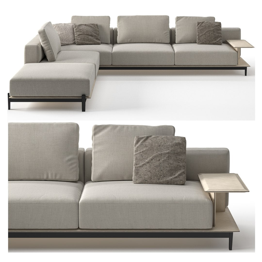 L Shape Sofa Couch For Home Furniture Upholstery Fabric Modern Durable Design For Living Room -Grey