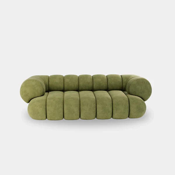 3 Seater Sofa For Home Furniture Upholstered velvet, Unique & Modern Design For Living Room or Hall - Green