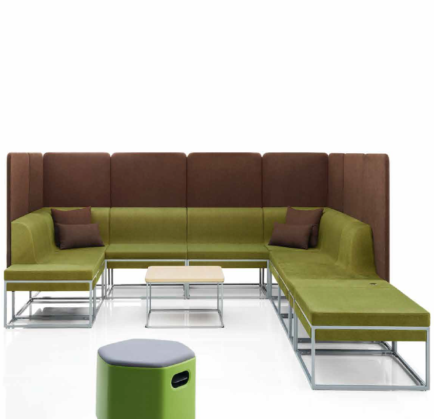 L- Shape Office Focus Sofa with Enclosed Seating Space with Workspace Divider, Sofa with Work Lounge.