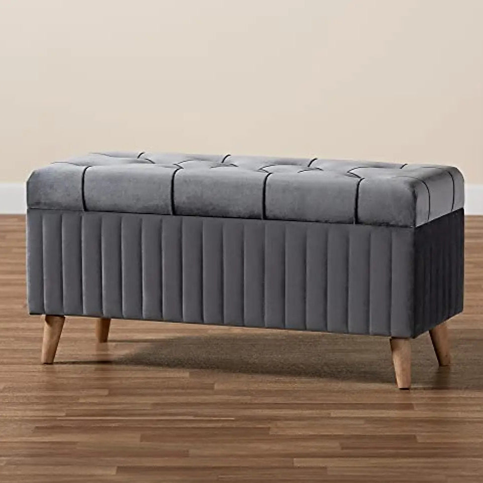 Ottoman – Velvet Upholstery with Foam Padding, Accent for Seating, Footrest or Storage.
