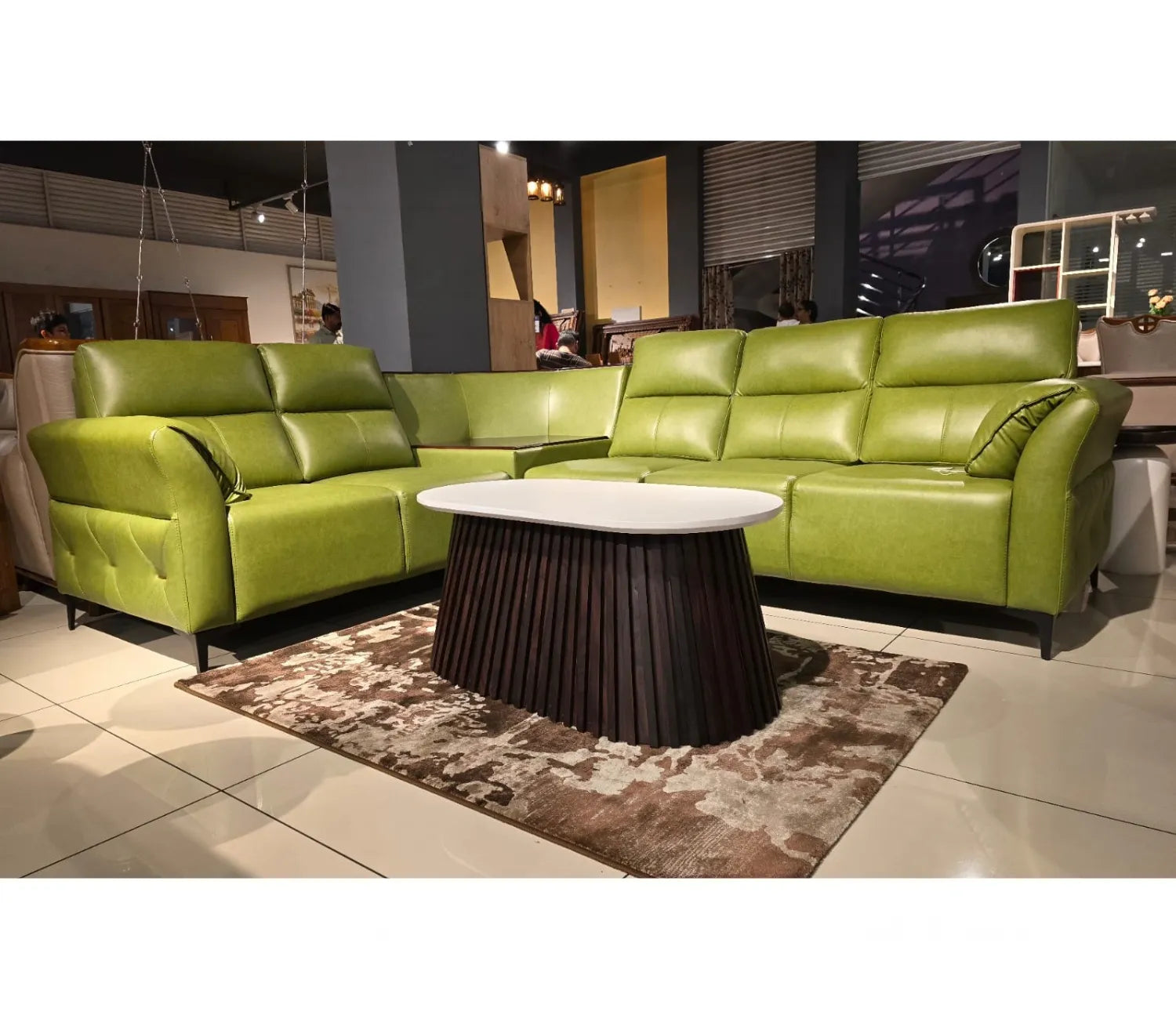 L Shape Corner Sofa For Home and Furniture Upholstery Pu leatherette , Modern and Durable Design for Living Room – Green