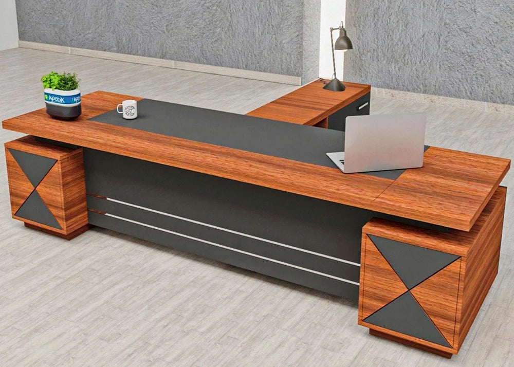 Partner Director Office Table with Twin Seating, Sleek Finish, Side Units for Storage And Premium Build