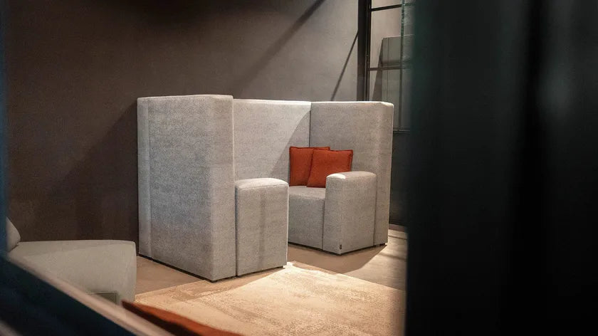 2-Seater Office Focus Sofa with Enclosed Seating Space with Workspace Divider Sofa with Private Meeting Sofa with High-Back Design
