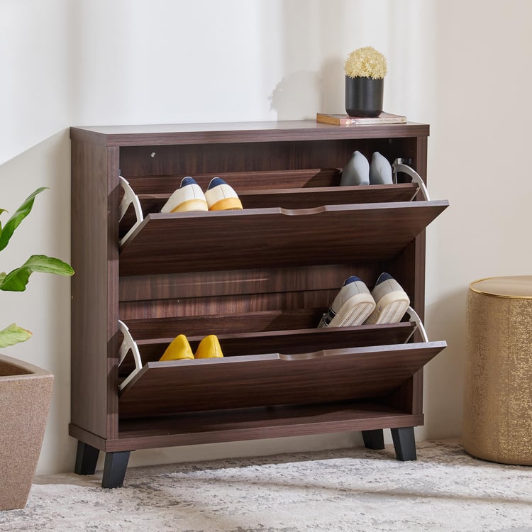 Wooden Shoes Storage Cabinet with Wooden Shelves, Compact Cabinet with Adjustable Storage