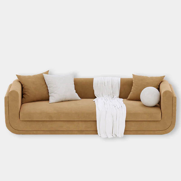 3 Seater Sofa For Home Furniture Upholstered velvet, Unique & Modern Design For Living Room or Hall - Brown