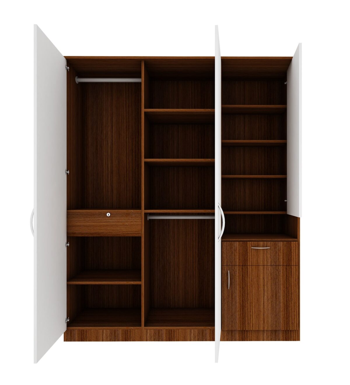 Wardrobe for Bedroom Storage – Two-Door Almirah with Hanging Space and Adjustable Shelves, Sleek Design with Mirror