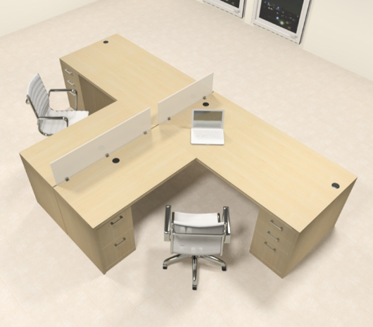 Partner Director Desk with Executive Design, Twin Seating, Sleek Finish & Side Units for Storage