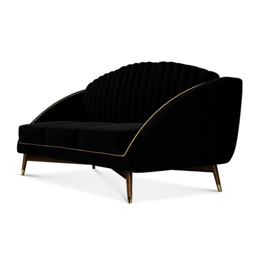 3 Seater Sofa For Home and furniture Upholstery Velvet Modern and Durable Design for Living Room – Black
