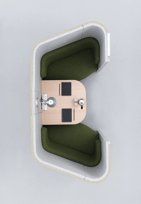 2-Seater Office Focus Sofa with Enclosed Seating Space with Workspace Divider, Sofa with Private Office Sofa for Quiet Conversations