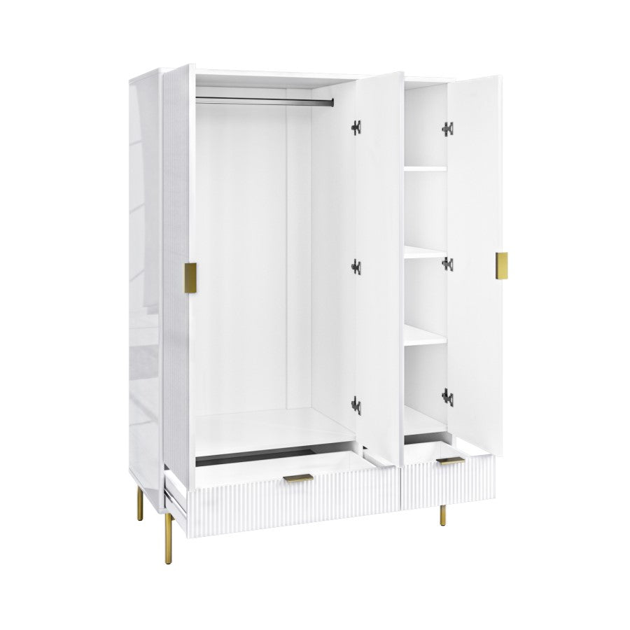 Wardrobe for Home 3-Door Ultra-Modern Look and Luxurious High-Gloss Finish and Metallic Touch Handles
