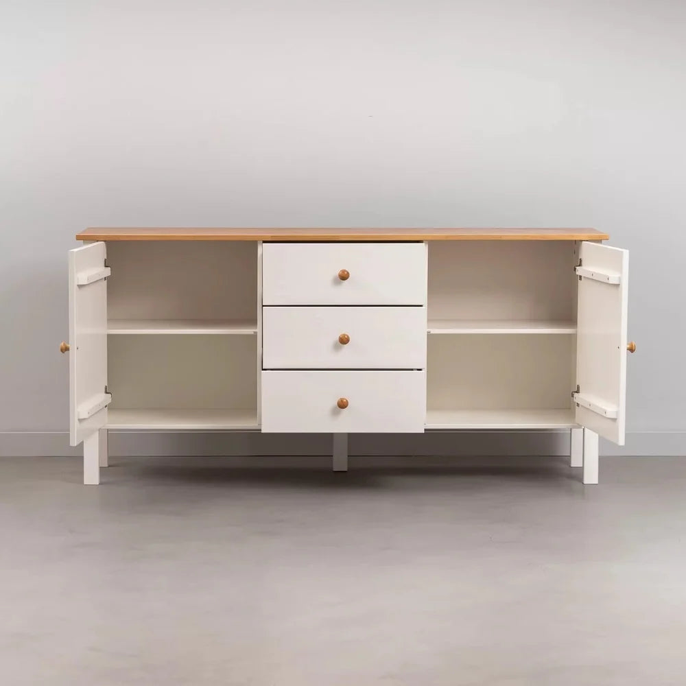 Wooden Storage Cabinet with Many-Purpose Storage, Classic Design and Practical Shelves