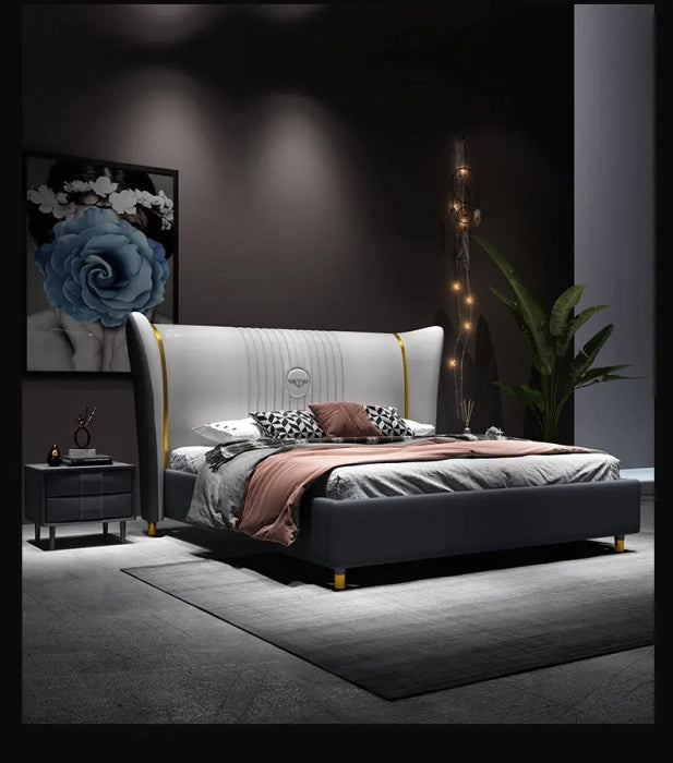 Modern Leatherette Luxury Premium Bed – Solid Wood, Plywood Frame & High-Density Foam – Queen/King Size for Bedroom